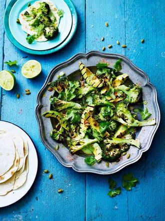 Griddled avocado & broccoli tacos