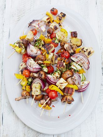 Chargrilled veg kebabs