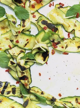 Courgette salad with mint, garlic, red chilli, lemon & extra virgin olive oil