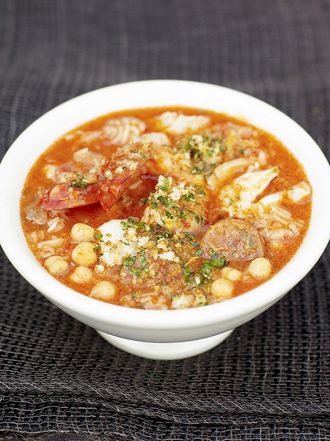 Spanish fish and chorizo soup